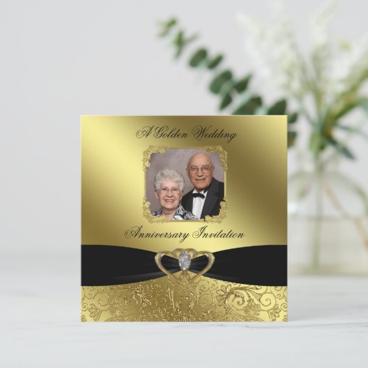 Golden Wedding Jubileum Fotouitnodiging Kaart (Staand voorkant)