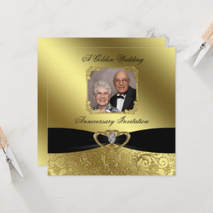Golden Wedding Jubileum Fotouitnodiging Kaart