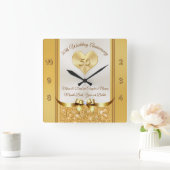 Golden Wedding Jubileum Gift Ideeën for Parents Vierkante Klok (Huis)