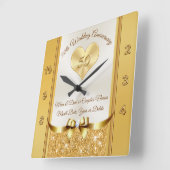 Golden Wedding Jubileum Gift Ideeën for Parents Vierkante Klok (Hoek)