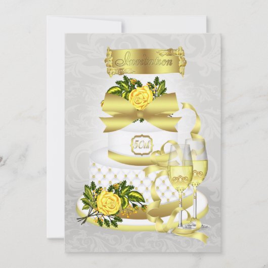 Golden Wedding Jubileum Invitation Papers Kaart (Voorkant)