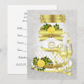 Golden Wedding Jubileum Invitation Papers Kaart (Voorkant / Achterkant)