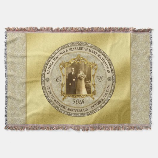 Golden Wedding Jubileum Klassieke Foto Lijst Deken (Voorkant)
