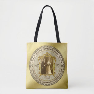 Golden Wedding Jubileum Klassieke Foto Lijst Tote Bag