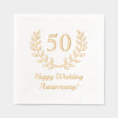 Golden Wedding Jubileum Krans Custom Nummer Folie Servetten (Voorkant)