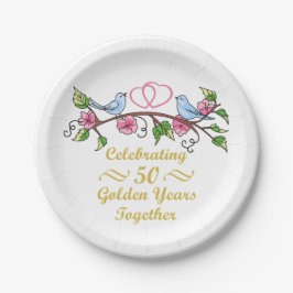 Golden Wedding Jubileum Papieren Bordje