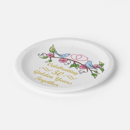 Golden Wedding Jubileum Papieren Bordje (Gekanteld)