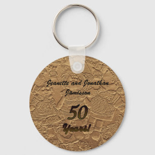 Golden Wedding Jubileum Party Favor Sleutelhanger