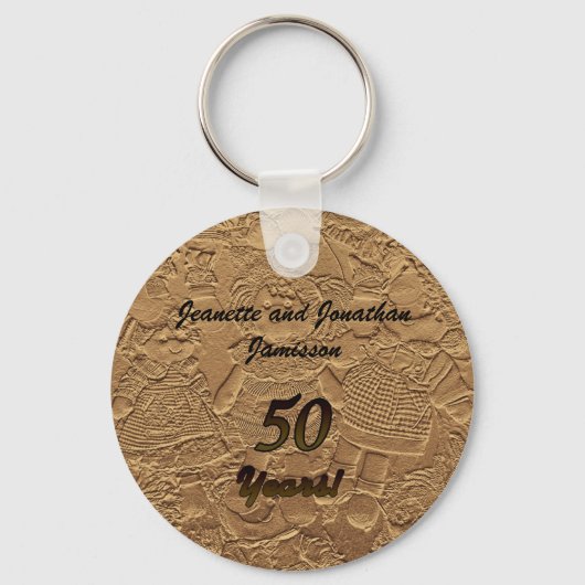 Golden Wedding Jubileum Party Favor Sleutelhanger (Voorkant)