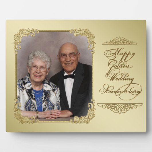 Golden Wedding Jubileum Photo Plaque Fotoplaat (Voorkant)