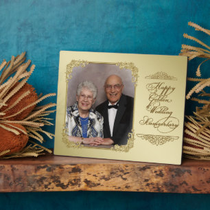 Golden Wedding Jubileum Photo Plaque Fotoplaat
