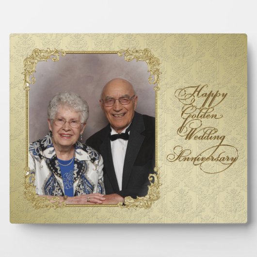 Golden Wedding Jubileum Photo Plaque Fotoplaat (Voorkant)