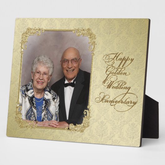 Golden Wedding Jubileum Photo Plaque Fotoplaat (Zijkant)
