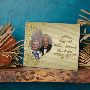 Golden Wedding Jubileum Photo Plaque Fotoplaat