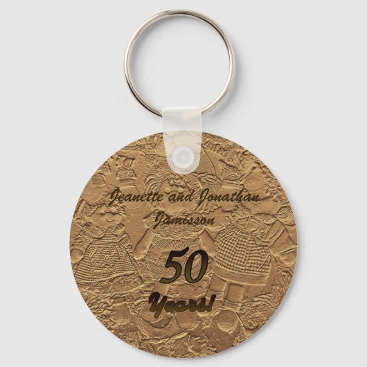 Golden Wedding Jubileum Sleutelhanger Dolls (Voorkant)