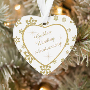 Golden Wedding Jubileum Snowflake Ornament