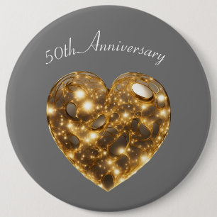 Golden Wedding Jubileum Uitnodiging Ronde Button 6,0 Cm