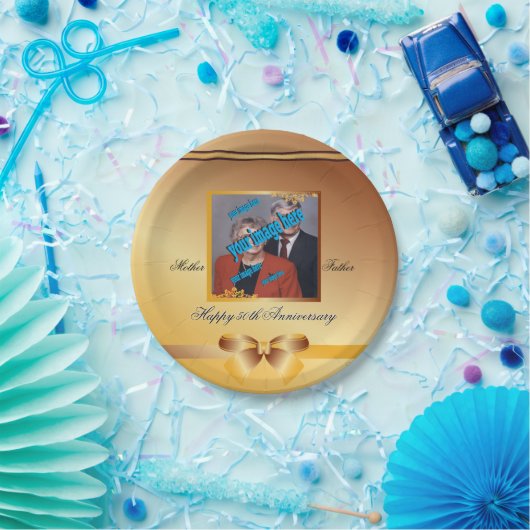 Golden Wedding Jubileum vijftigste 50ste Recyclen Papieren Bordje (Feest)