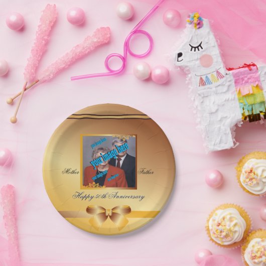 Golden Wedding Jubileum vijftigste 50ste Recyclen Papieren Bordje (Feest)