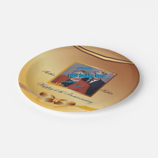 Golden Wedding Jubileum vijftigste 50ste Recyclen Papieren Bordje (Gekanteld)