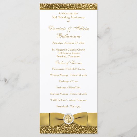 Golden Wedding Jubileum Vow Renewal Programme Programmakaart (Voorkant)