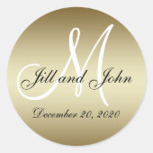 Golden Wedding Monogram Seals Sticker (Voorkant)
