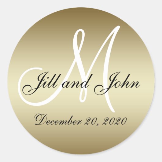 Golden Wedding Monogram Seals Sticker (Voorkant)