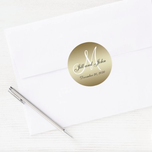 Golden Wedding Monogram Seals Sticker