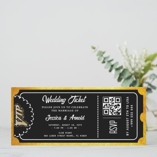 Golden Wedding Party Ticket Uitnodiging (Staand voorkant)