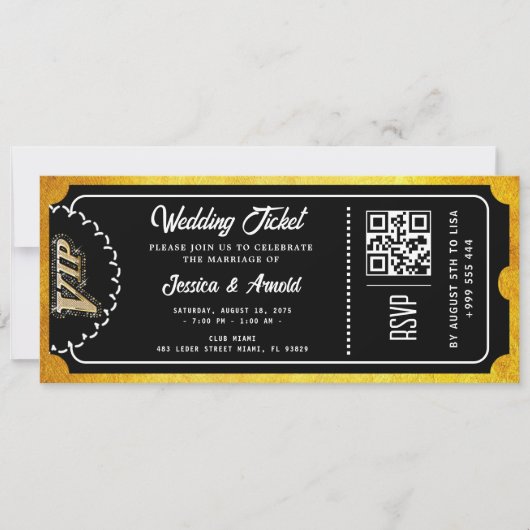Golden Wedding Party Ticket Uitnodiging (Voorkant)
