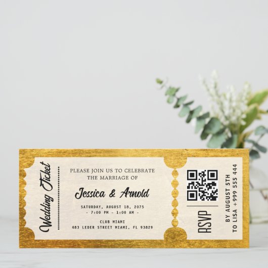 Golden Wedding Party Ticket Uitnodiging (Staand voorkant)