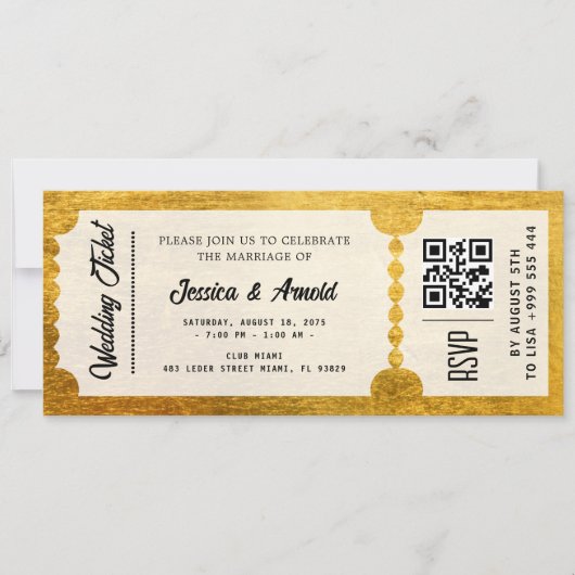 Golden Wedding Party Ticket Uitnodiging (Voorkant)