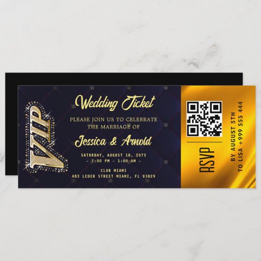Golden Wedding Party Ticket Uitnodiging (Voorkant / Achterkant)