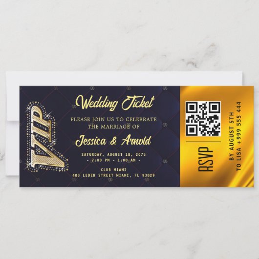 Golden Wedding Party Ticket Uitnodiging (Voorkant)