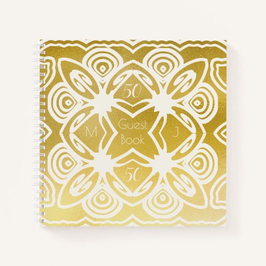 Golden Wedding Personalized Art Deco Guestbook Notitieboek (Voorkant)