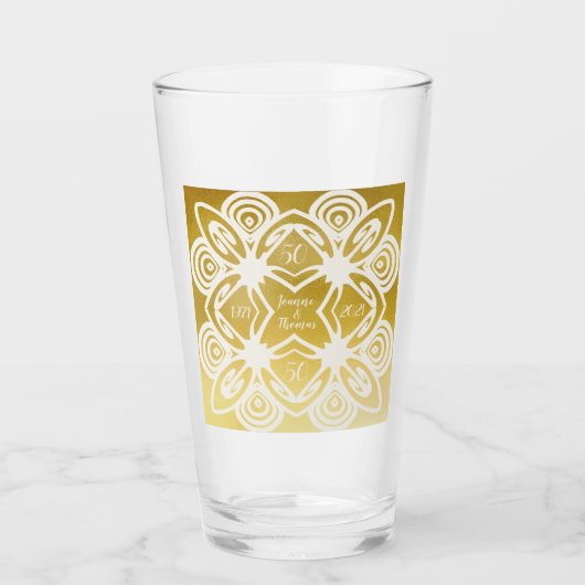 Golden Wedding Personalized Art Deco Ornamental Glas (Voorkant)