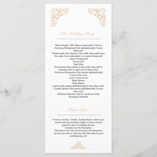 Golden Wedding-programma Programmakaart (Achterkant)