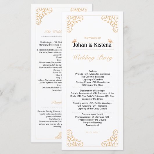 Golden Wedding-programma Programmakaart (Voorkant / Achterkant)