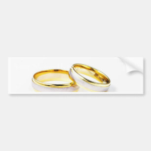 Golden Wedding Rings op witte achtergrond Bumpersticker
