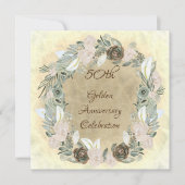 Golden Wedding Sage Groene Waterverf Bloemen Kaart (Voorkant)