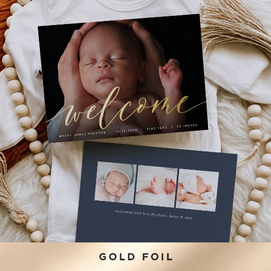 Golden Welcome Script | Aankondiging Folie geboort