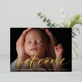 Golden Welcome Script | Aankondiging Folie geboort (Staand Voorkant)