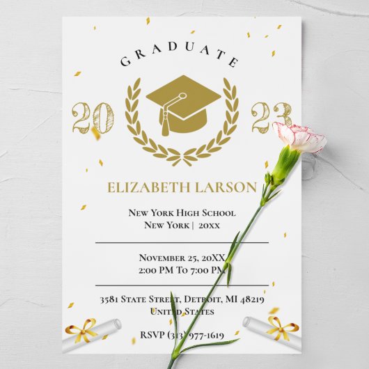 Golden Werth Elegant Senior Graduation Party Kaart