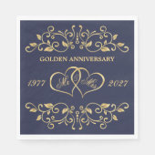 Golden wervelingen, harten 50e bruiloft Jubileum Servet (Voorkant)