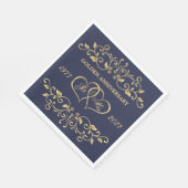 Golden wervelingen, harten 50e bruiloft Jubileum Servet (Hoek)