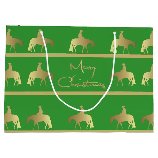 Golden Western Pleasure Green Kerstmis Large Cadeautasje (Achterkant)