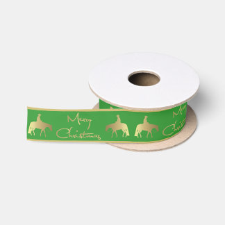 Golden Western Pleasure Green Kerstmis Satijnen Lint