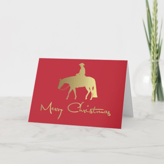 Golden Western Pleasure Horse Red Christmas Feestdagen Kaart (Voorkant)