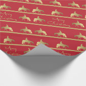 Golden Western Pleasure Rood Kerstfeest Cadeaupapier (Hoek)