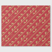 Golden Western Pleasure Rood Kerstfeest Cadeaupapier (Vlak)